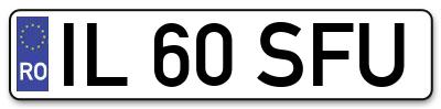 Placuta inmatriculare numar auto  IL-60-SFU, IL 60 SFU, IL60SFU
