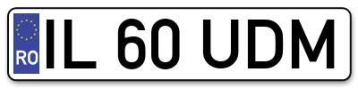 Placuta inmatriculare numar auto  IL-60-UDM, IL 60 UDM, IL60UDM