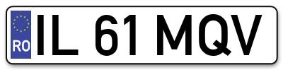 Placuta inmatriculare numar auto  IL-61-MQV, IL 61 MQV, IL61MQV