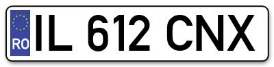 Placuta inmatriculare numar auto  IL-612-CNX, IL 612 CNX, IL612CNX