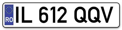 Placuta inmatriculare numar auto  IL-612-QQV, IL 612 QQV, IL612QQV