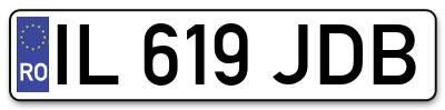 Placuta inmatriculare numar auto  IL-619-JDB, IL 619 JDB, IL619JDB