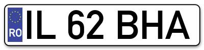 Placuta inmatriculare numar auto  IL-62-BHA, IL 62 BHA, IL62BHA