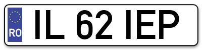 Placuta inmatriculare numar auto  IL-62-IEP, IL 62 IEP, IL62IEP
