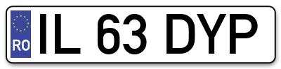 Placuta inmatriculare numar auto  IL-63-DYP, IL 63 DYP, IL63DYP