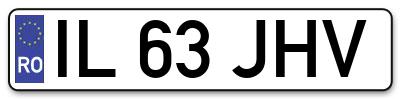 Placuta inmatriculare numar auto  IL-63-JHV, IL 63 JHV, IL63JHV