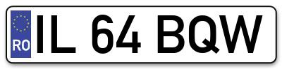 Placuta inmatriculare numar auto  IL-64-BQW, IL 64 BQW, IL64BQW