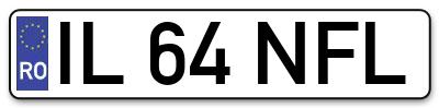 Placuta inmatriculare numar auto  IL-64-NFL, IL 64 NFL, IL64NFL