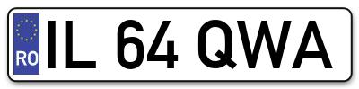 Placuta inmatriculare numar auto  IL-64-QWA, IL 64 QWA, IL64QWA