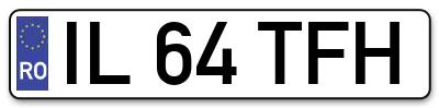 Placuta inmatriculare numar auto  IL-64-TFH, IL 64 TFH, IL64TFH
