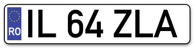Placuta inmatriculare numar auto  IL-64-ZLA, IL 64 ZLA, IL64ZLA