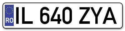 Placuta inmatriculare numar auto  IL-640-ZYA, IL 640 ZYA, IL640ZYA