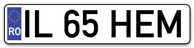 Placuta inmatriculare numar auto  IL-65-HEM, IL 65 HEM, IL65HEM