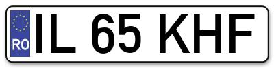 Placuta inmatriculare numar auto  IL-65-KHF, IL 65 KHF, IL65KHF