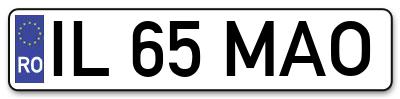 Placuta inmatriculare numar auto  IL-65-MAO, IL 65 MAO, IL65MAO