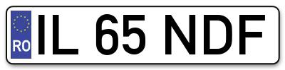 Placuta inmatriculare numar auto  IL-65-NDF, IL 65 NDF, IL65NDF
