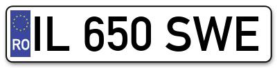 Placuta inmatriculare numar auto  IL-650-SWE, IL 650 SWE, IL650SWE