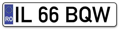 Placuta inmatriculare numar auto  IL-66-BQW, IL 66 BQW, IL66BQW
