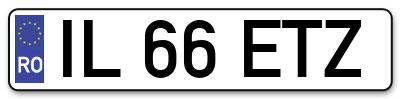 Placuta inmatriculare numar auto  IL-66-ETZ, IL 66 ETZ, IL66ETZ