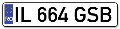 Placuta inmatriculare numar auto  IL-664-GSB, IL 664 GSB, IL664GSB
