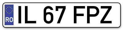 Placuta inmatriculare numar auto  IL-67-FPZ, IL 67 FPZ, IL67FPZ
