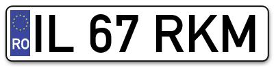 Placuta inmatriculare numar auto  IL-67-RKM, IL 67 RKM, IL67RKM