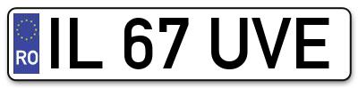 Placuta inmatriculare numar auto  IL-67-UVE, IL 67 UVE, IL67UVE