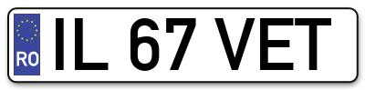 Placuta inmatriculare numar auto  IL-67-VET, IL 67 VET, IL67VET