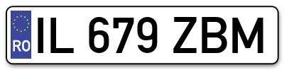 Placuta inmatriculare numar auto  IL-679-ZBM, IL 679 ZBM, IL679ZBM