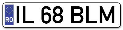 Placuta inmatriculare numar auto  IL-68-BLM, IL 68 BLM, IL68BLM