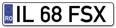 Placuta inmatriculare numar auto  IL-68-FSX, IL 68 FSX, IL68FSX
