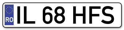 Placuta inmatriculare numar auto  IL-68-HFS, IL 68 HFS, IL68HFS