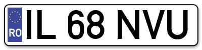 Placuta inmatriculare numar auto  IL-68-NVU, IL 68 NVU, IL68NVU