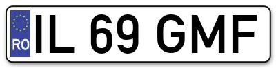 Placuta inmatriculare numar auto  IL-69-GMF, IL 69 GMF, IL69GMF