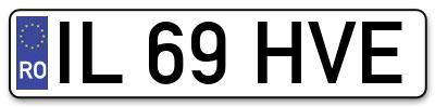 Placuta inmatriculare numar auto  IL-69-HVE, IL 69 HVE, IL69HVE