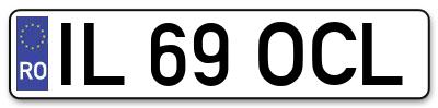 Placuta inmatriculare numar auto  IL-69-OCL, IL 69 OCL, IL69OCL
