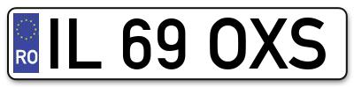 Placuta inmatriculare numar auto  IL-69-OXS, IL 69 OXS, IL69OXS