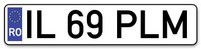Placuta inmatriculare numar auto  IL-69-PLM, IL 69 PLM, IL69PLM
