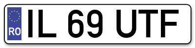 Placuta inmatriculare numar auto  IL-69-UTF, IL 69 UTF, IL69UTF