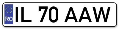 Placuta inmatriculare numar auto  IL-70-AAW, IL 70 AAW, IL70AAW