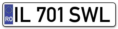 Placuta inmatriculare numar auto  IL-701-SWL, IL 701 SWL, IL701SWL