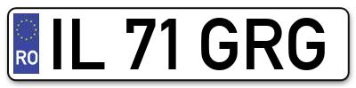 Placuta inmatriculare numar auto  IL-71-GRG, IL 71 GRG, IL71GRG