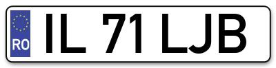 Placuta inmatriculare numar auto  IL-71-LJB, IL 71 LJB, IL71LJB
