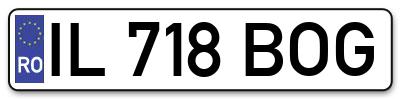 Placuta inmatriculare numar auto  IL-718-BOG, IL 718 BOG, IL718BOG