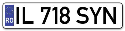 Placuta inmatriculare numar auto  IL-718-SYN, IL 718 SYN, IL718SYN