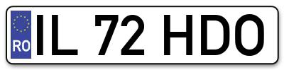 Placuta inmatriculare numar auto  IL-72-HDO, IL 72 HDO, IL72HDO
