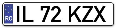 Placuta inmatriculare numar auto  IL-72-KZX, IL 72 KZX, IL72KZX