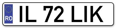 Placuta inmatriculare numar auto  IL-72-LIK, IL 72 LIK, IL72LIK