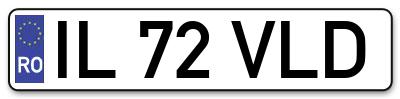 Placuta inmatriculare numar auto  IL-72-VLD, IL 72 VLD, IL72VLD
