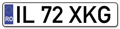 Placuta inmatriculare numar auto  IL-72-XKG, IL 72 XKG, IL72XKG